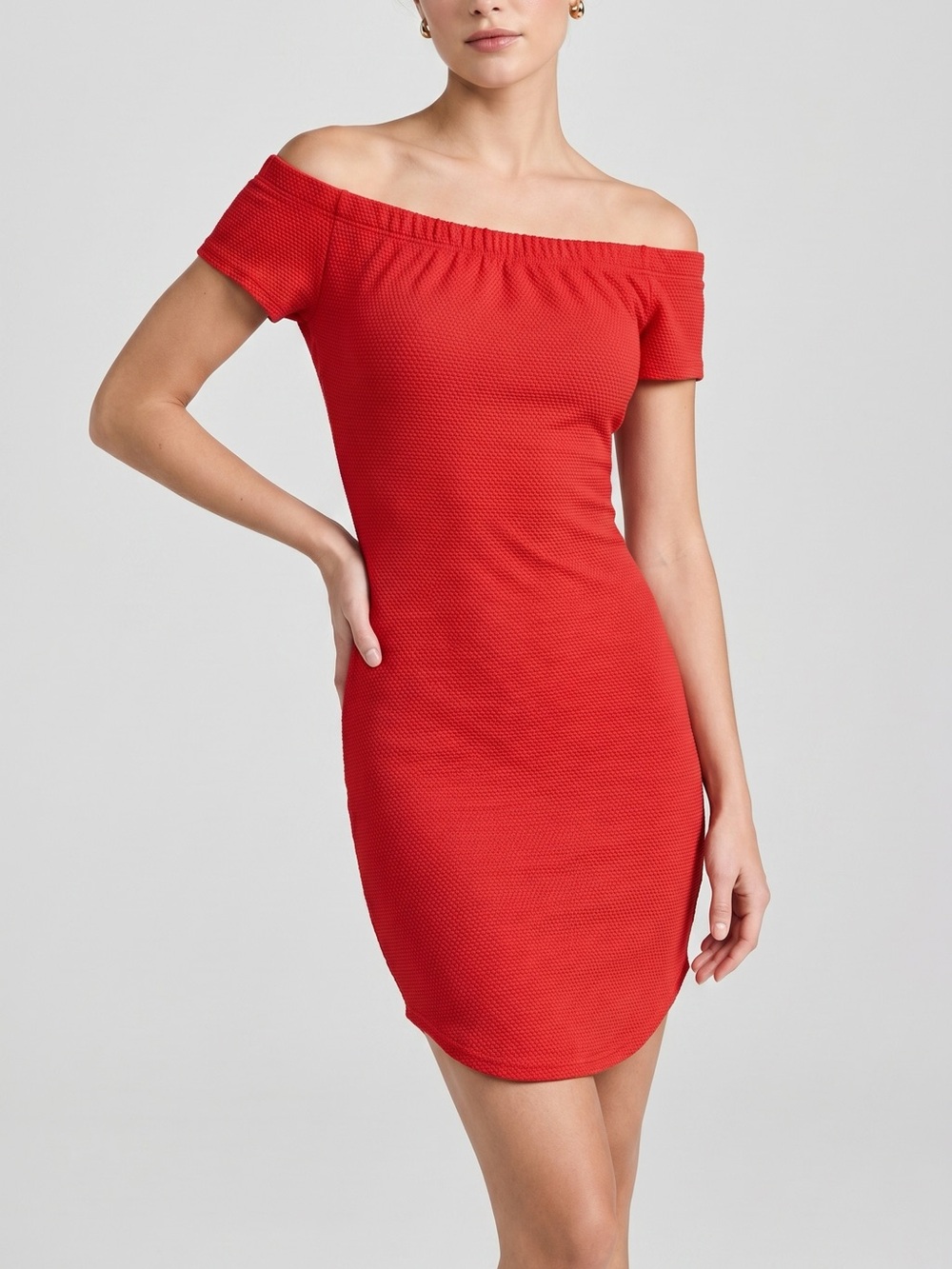 Off-Shoulder Red Bodycon Dress